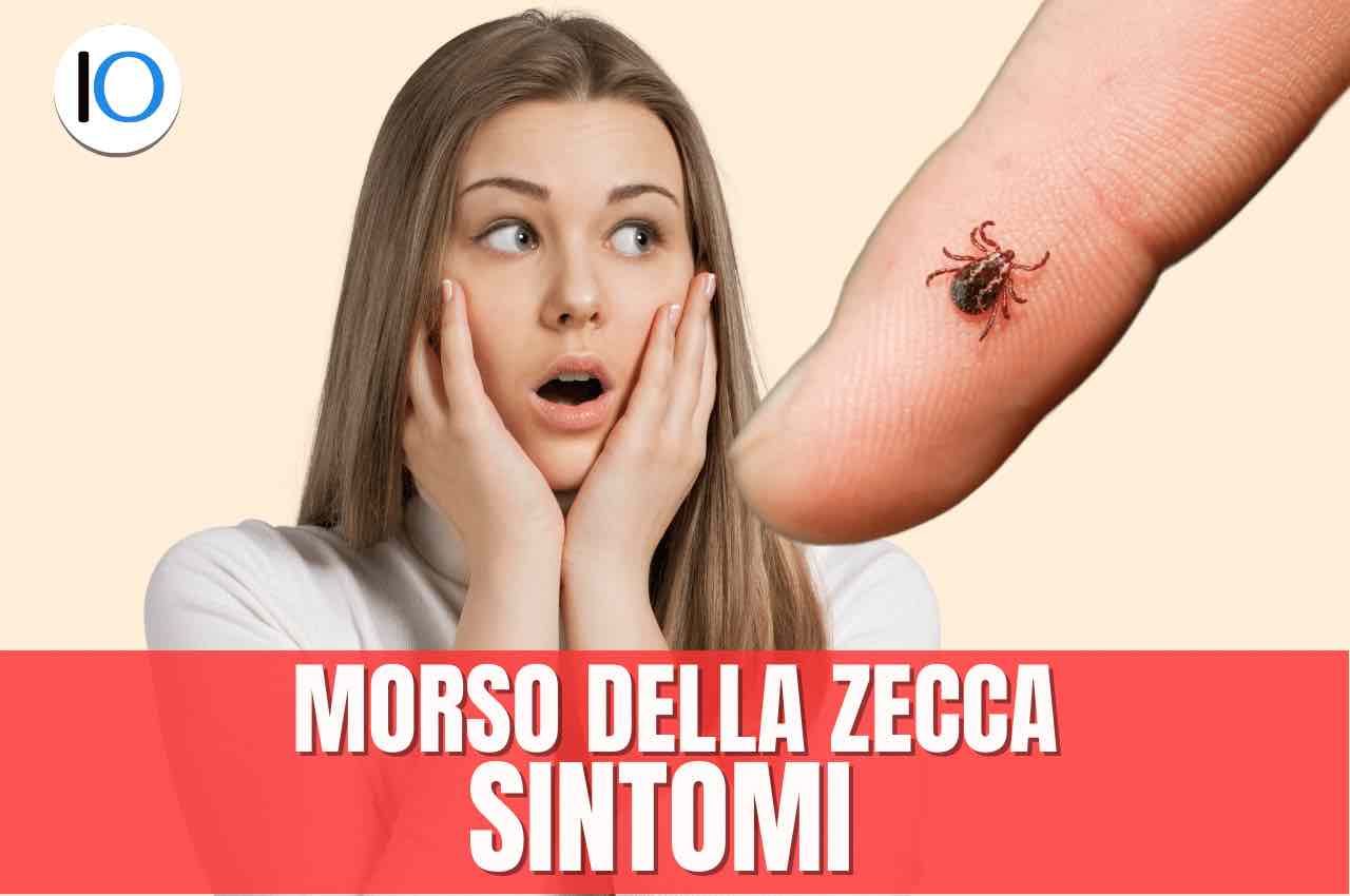 Donna stupita e dito con zecca